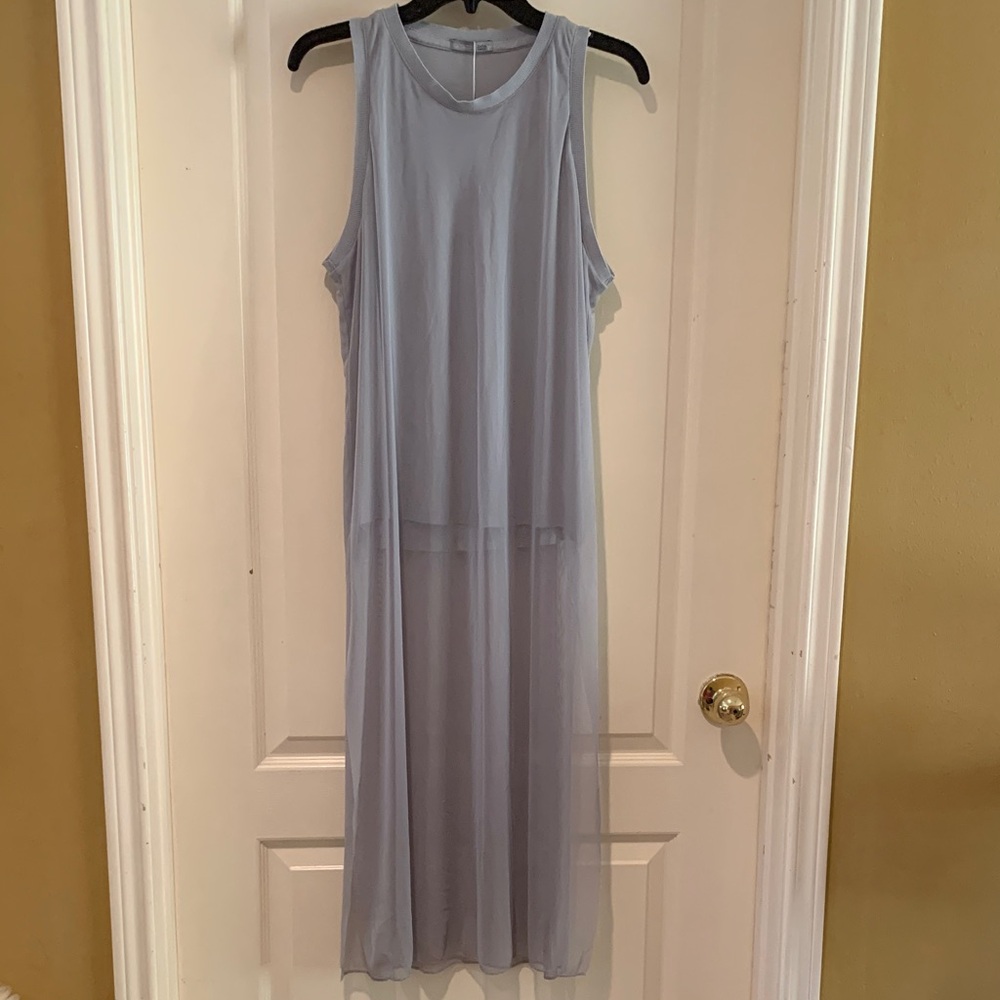 Zara Gray Knit Top/With Sheer Lining Overlay